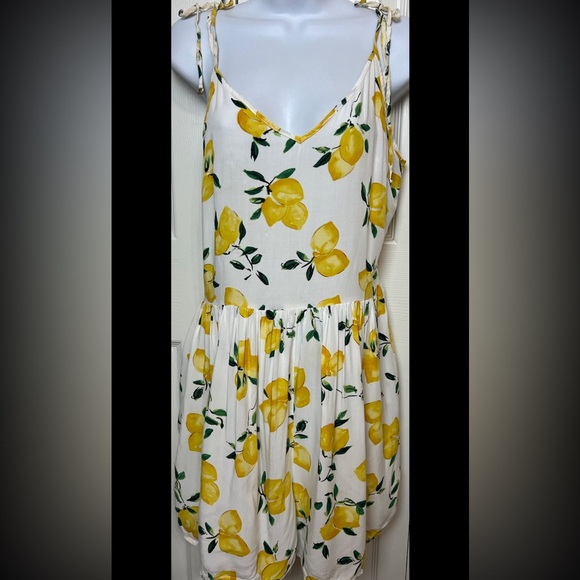 KATE SPADE Lemon Beach Romper Yellow Summer Smocked Spaghetti Strap Small - Picture 3 of 9